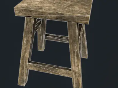 Wood Chair Low-Poly Game Asset Free low-poly 3D model