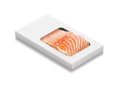 White Salmon Box Pack - fish cardboard tray 3D model