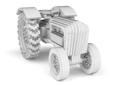 Wooden toy tractor 13 3D model