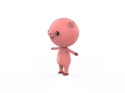 Stylized Character 001 Pig  Low-poly 3D model