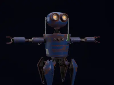 Vintage old style textured Machine Robot 3D model