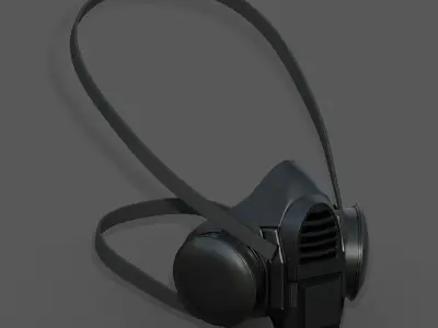 Gas mask respirator Black plastic  Low-poly 3D model