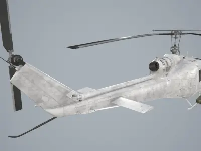 Bell UH-1B Blank Livery Basic Animation Low-poly 3D model