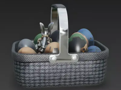 Realistic Cyberpunk Easter Basket 3D Model 3D Model Low-poly 3D model