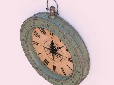 Low Poly Old Clock wall Free low-poly 3D model