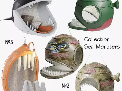 Collection of hanging chairs Sea Monsters Low-poly 3D model