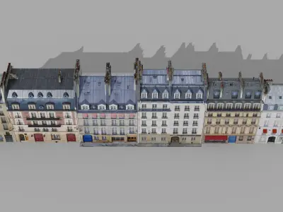 Paris quarter 2 Low-poly 3D model