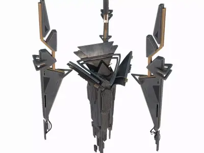 Future sci-fi aerial signal tower 3D model