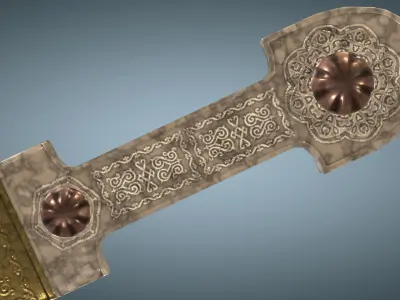 Unique Caucasian dagger Qama or Cossack dagger Low-poly 3D model