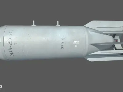 FAB250 Soviet Russian Aircraft Bomb Game Ready PBR Low-poly 3D model