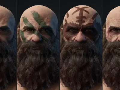 Dwarf Game Ready Low-poly 3D model bearded man with beard Low-poly 3D model