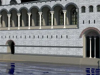 boukoleon building with arches and windows Low-poly 3D model