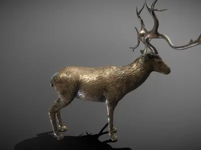 Deer Bronze Statue Low-poly 3D model