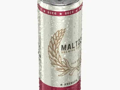 Sleek Beer Can With Droplets 355ml 3D model purchase