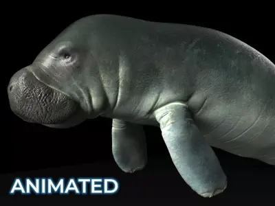 Manatee with Octane 3DS Max Support  Low-poly 3D model