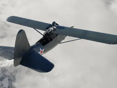 Curtiss Owl - WW2 Plane Low-poly 3D model