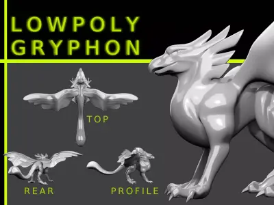 Lowpoly Gryphon dragonfly Low-poly 3D model