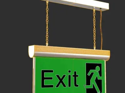 Exit Sign Low-poly 3D model