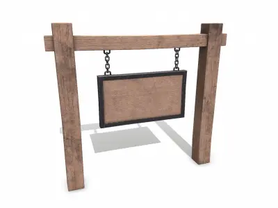 Old Medieval Sign Board Low-poly PBR Free low-poly 3D model