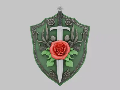 Stylized Shield Emblem Low-poly 3D model