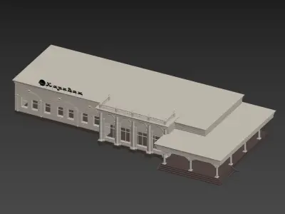 Commercial building facade exterior 3D model