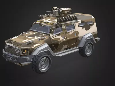 Otokar Cobra Armored Military Truck Low-poly 3D model