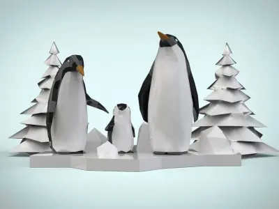 Penguin Family 3D model