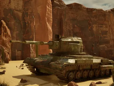 desert tank Low-poly 3D model