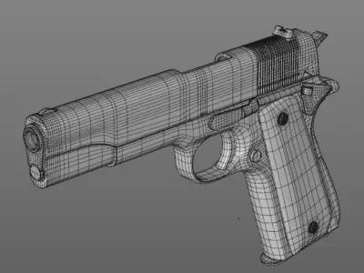 M1911 pistol 3D low poly model Free low-poly 3D model