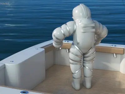 Atmospheric Diving Suit White Rigged for Maya 3D model