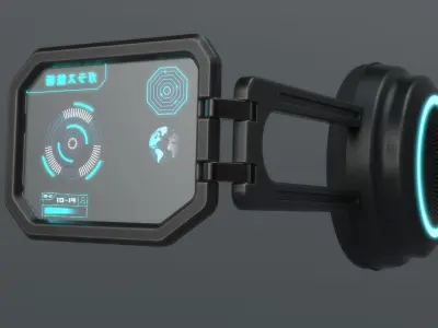 Sci fi and military monocle glasses goggles 3D model