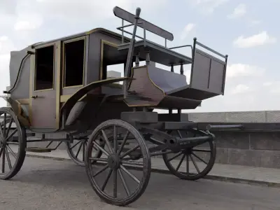 Horse Carriage Low-poly 3D model