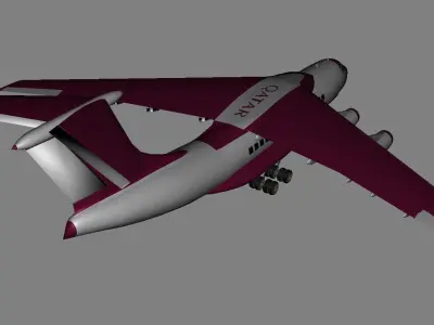 Passenger Plane Airbus Qatar Airways Low-poly 3D model