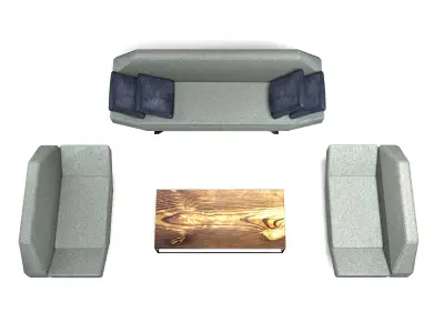 Series 1 sofa set with three chairs and coffee table Free 3D model
