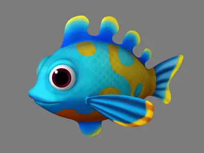 Cartoon Fish02  Rigged Animated 3D model