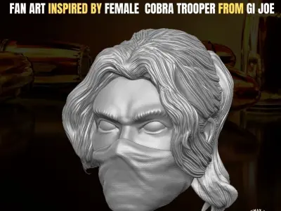  Female Trooper head for action figures 3D print model