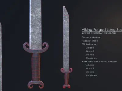 Viking Forged Long Seax Low-poly 3D model
