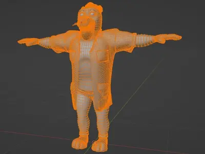 Panther humanoid character rigged Low-poly 3D model