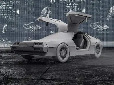DMC DeLorean with Open Doors  3D Printable Car Model RoZ 3D print model