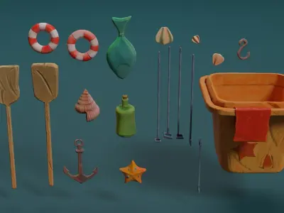 Sea asset Low-poly 3D model