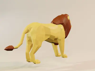 Lowpoly Animated Lion Low-poly 3D model