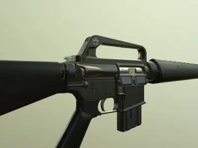 M16A1 rifle Low-poly 3D model