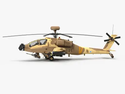 AH64E Apache Longbow Helicopter Desert Low-poly 3D model