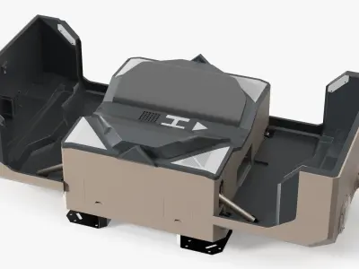 Industrial UAV Support Dock Closed Beige Rigged for Cinema 4D 3D model