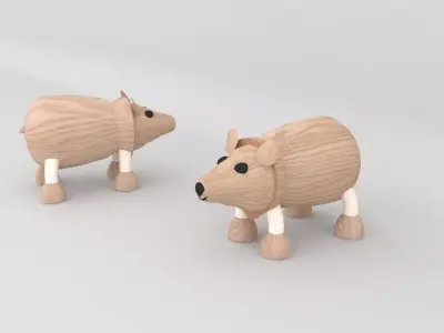 my son toy wooden bear Low-poly 3D model