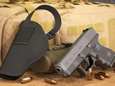 Glock 26 and Tactical Nylon Holster 3D model