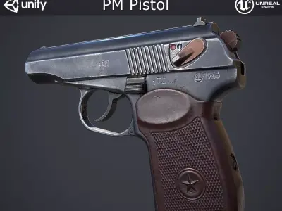 PM Pistol Low-poly 3D model