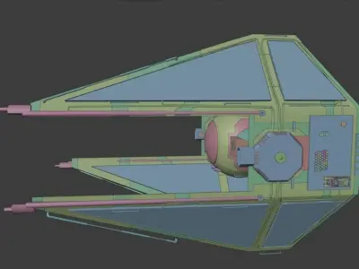 Tie-Interceptor star wars spaceship Low-poly 3D model