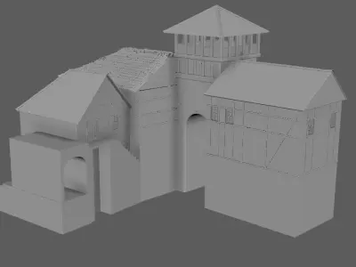 Medieval Town Low-poly 3D model