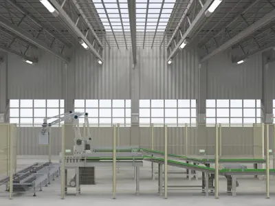 Mechanical hand material production line 3D model